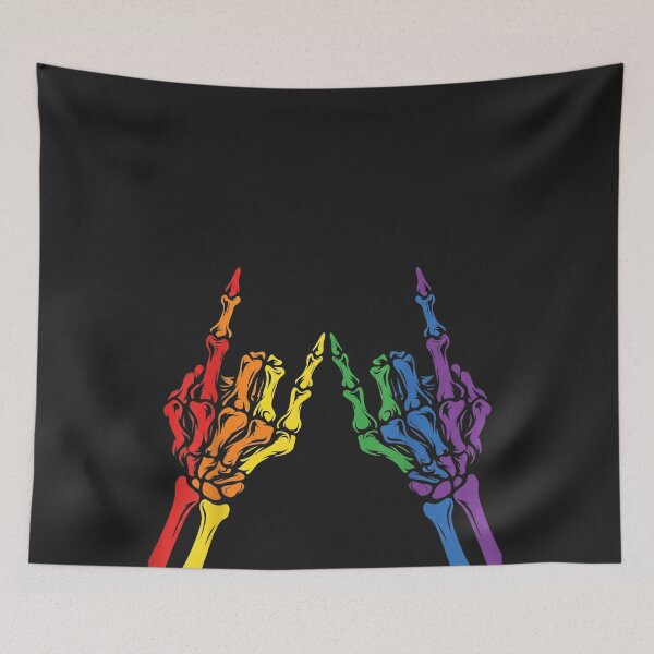 Item preview, Skeleton Rock Hand LGBT-Q Cool Rainbow Flag Gay Pride Ally designed and sold by CriseldaBruning.