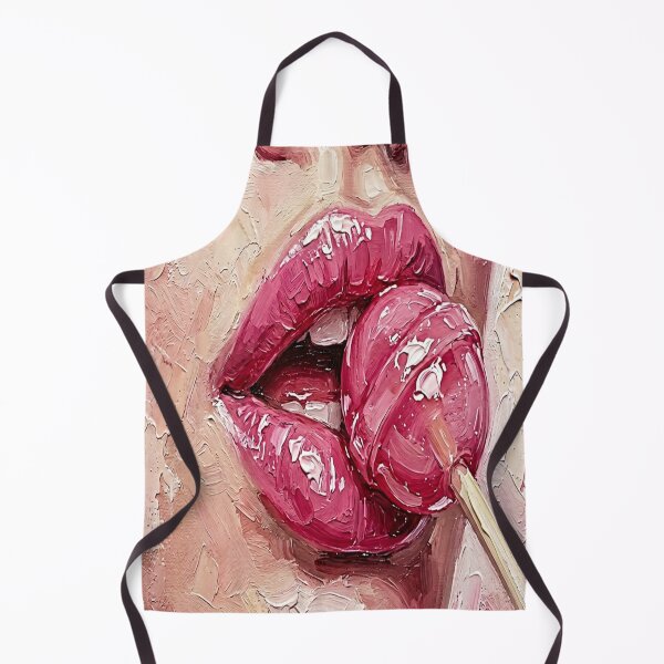 Item preview, Glossy Pink Lips and Lollipop Impasto Oil Painting Art designed and sold by MakarenaCreate.