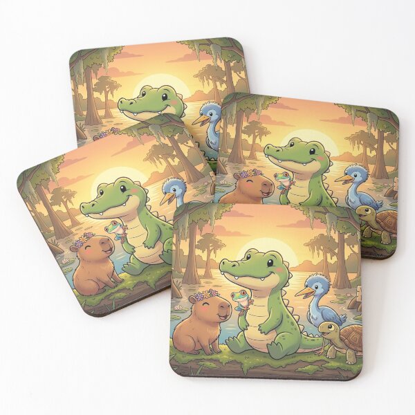 Item preview, "Friends of the Bayou" Whimsical Wildlife Art Print designed and sold by AirCrayons27.