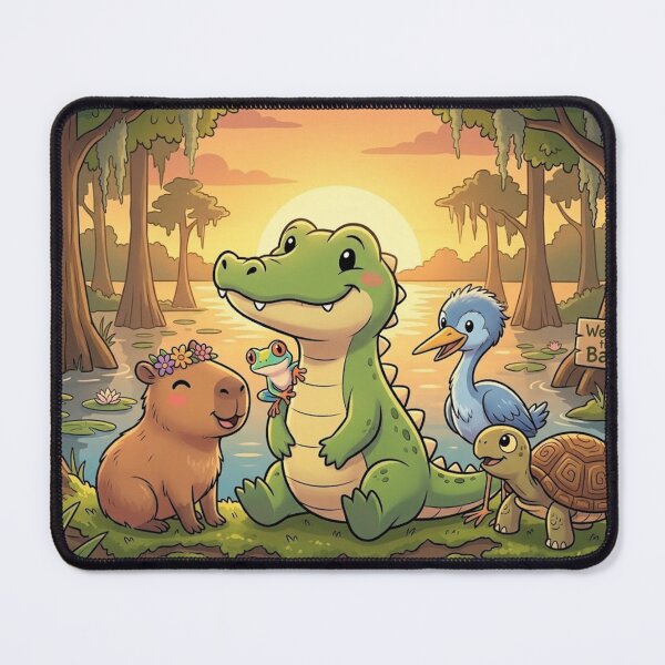 Item preview, "Friends of the Bayou" Whimsical Wildlife Art Print designed and sold by AirCrayons27.