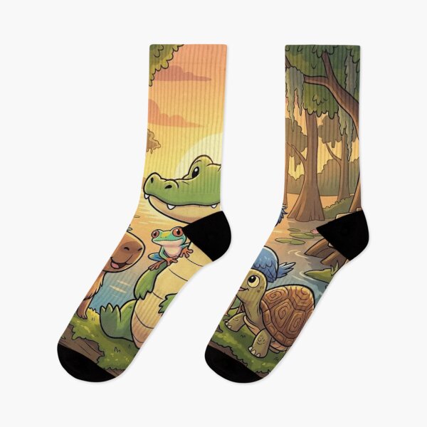 Item preview, "Friends of the Bayou" Whimsical Wildlife Art Print designed and sold by AirCrayons27.