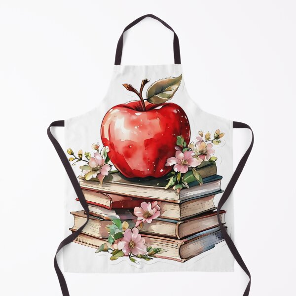 Item preview, Apple Books: Red Apple on Vintage Books Watercolor designed and sold by Mercella-Inc.
