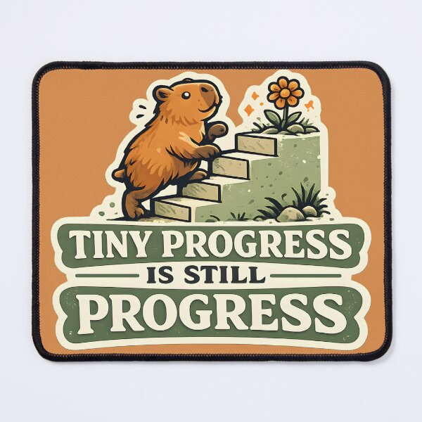 Item preview, Tiny Progress Is Still Progress Capybara Shirt | Motivational Retro Graphic Tee | Positive Growth Mindset Capybara Design | Inspirational Capybara Retro Motivation Shirt designed and sold by Artistry in Motion by MADsrecreation.