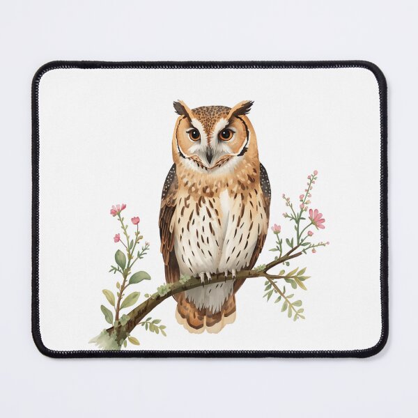 Item preview, Watercolor Owl on a Floral Branch designed and sold by BeautifulVibe.