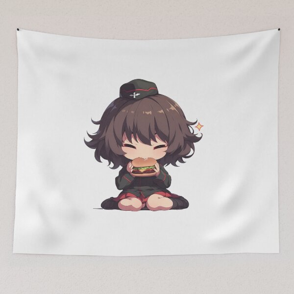 Item preview, Nishizumi Maho Girls und Panzer Chibi Burger Smile designed and sold by earlobejerk.