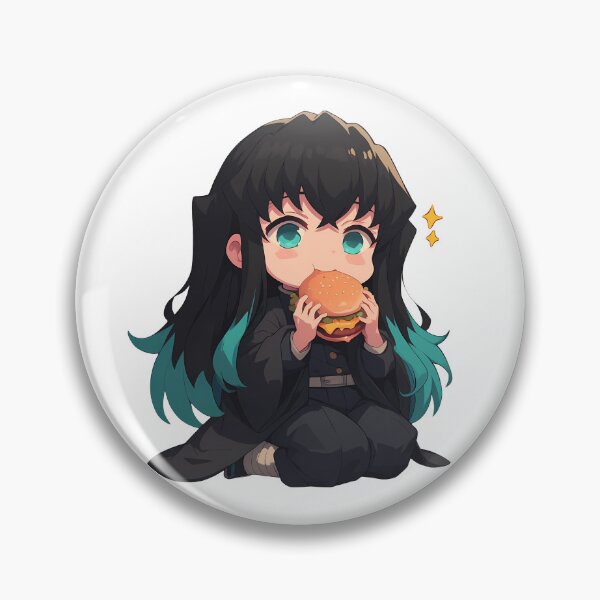 Item preview, Muichiro Tokito Demon Slayer Chibi Kawaii Burger Anime Calm Soft Expression designed and sold by earlobejerk.