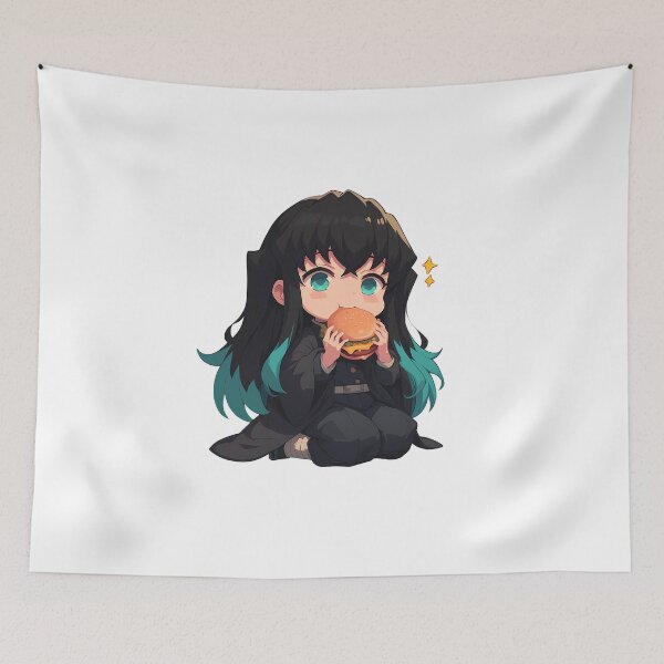 Item preview, Muichiro Tokito Demon Slayer Chibi Kawaii Burger Anime Calm Soft Expression designed and sold by earlobejerk.