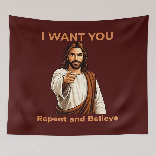 Item preview, I Want You, Repent and Believe Christian shirt designed and sold by TheBibleStop.