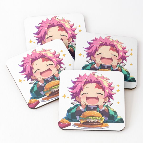 Item preview, Akaza Demon Slayer Chibi Burger Feast With Sparkly Kawaii Energy designed and sold by earlobejerk.