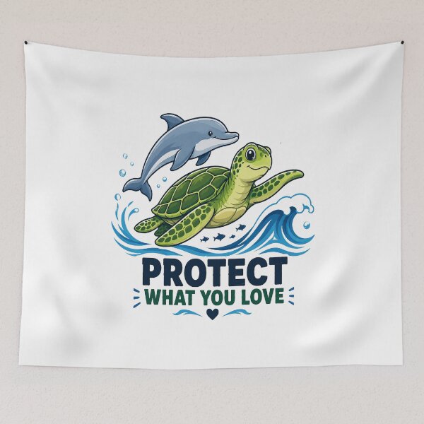Item preview, Protect What You Love | Ocean Conservation Sea Turtle & Dolphin designed and sold by Lovestickerco.