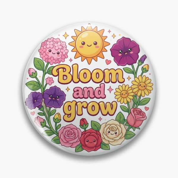 Item preview, Bloom and Grow Cute Floral Typography Design | Kawaii Flowers and Sunshine Illustration designed and sold by morning sun.