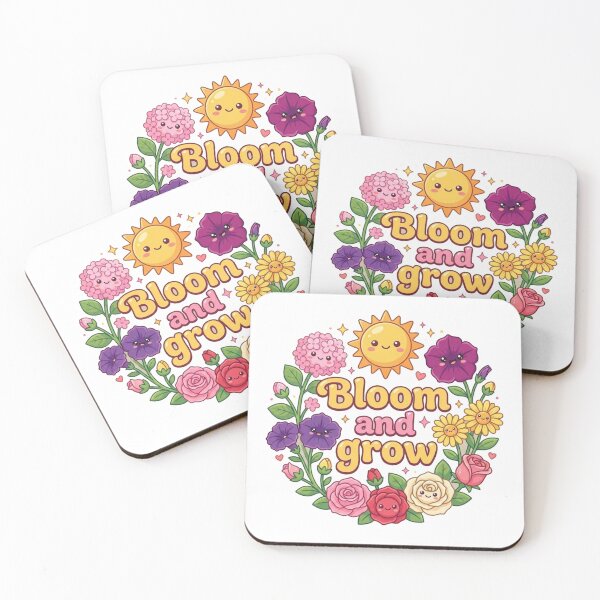 Item preview, Bloom and Grow Cute Floral Typography Design | Kawaii Flowers and Sunshine Illustration designed and sold by morning sun.