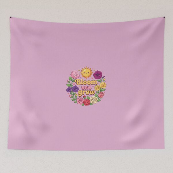 Item preview, Bloom and Grow Cute Floral Typography Design | Kawaii Flowers and Sunshine Illustration designed and sold by morning sun.