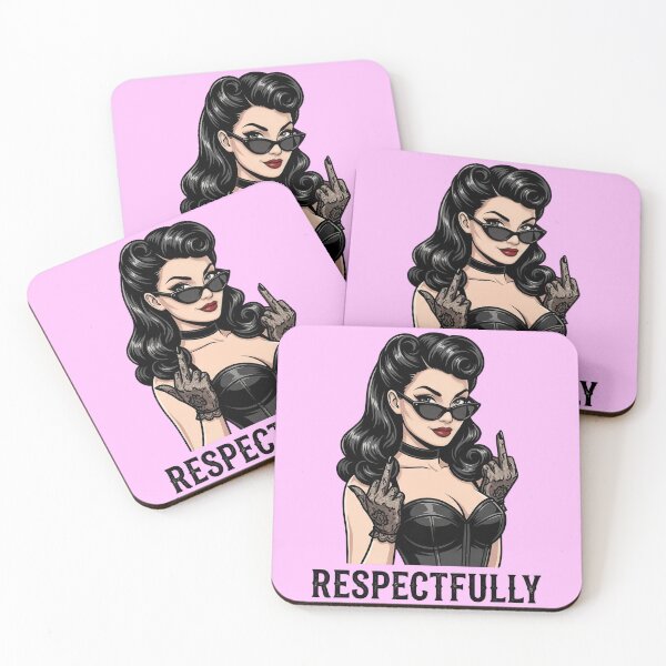 Item preview, Respectfully Middle Finger Pin-Up Girl - Edgy Vintage Rockabilly Illustration designed and sold by MakarenaCreate.