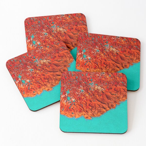 Item preview, Red Lichen Turquoise Water designed and sold by Brightside-art.