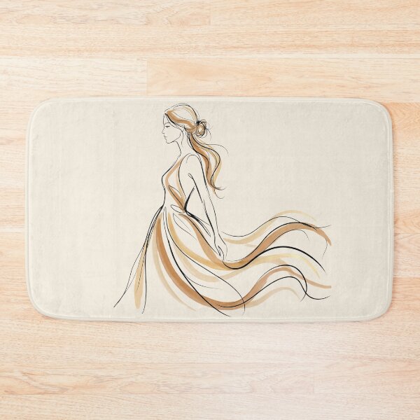 Item preview, Elegant Fluid Fashion Illustration: Minimalist Gold & Beige Flowing Gown Sketch designed and sold by MakarenaCreate.