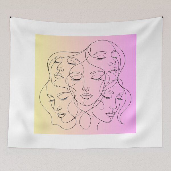 Item preview, Intertwined Faces Minimalist Line Art – Modern Continuous Line Drawing of Female Portraits designed and sold by MakarenaCreate.