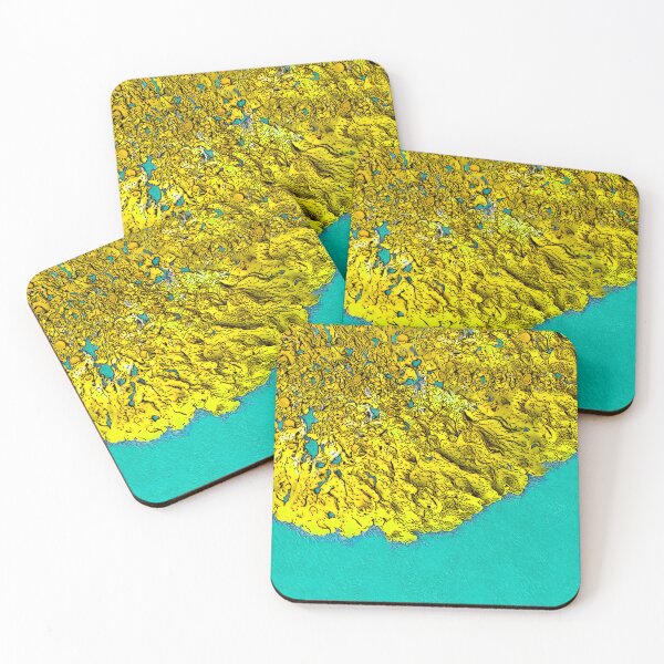 Item preview, Yellow Lichen Turquoise Water designed and sold by Brightside-art.