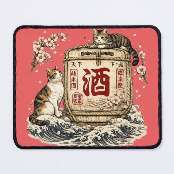 Item preview, Sake Barrel Cats — Japanese Ukiyo-e Style Art Print designed and sold by Aguri-tei.
