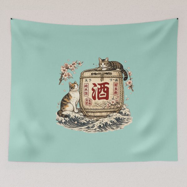 Item preview, Sake Barrel Cats — Japanese Ukiyo-e Style Art Print designed and sold by Aguri-tei.
