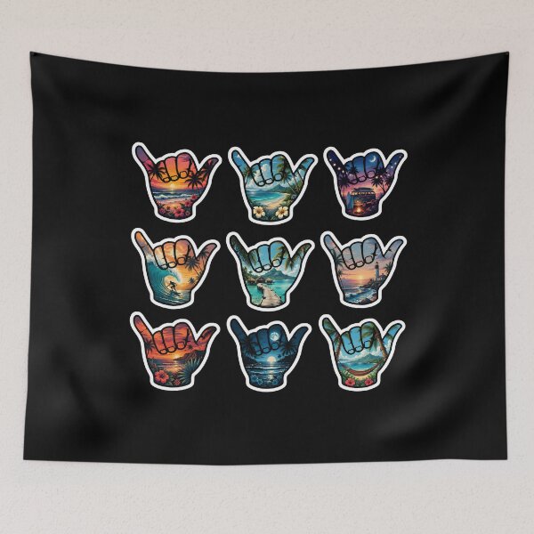 Item preview, Tropical Shaka Sticker Sheet Hawaiian Beach Paradise Collection designed and sold by FestivityFinds.