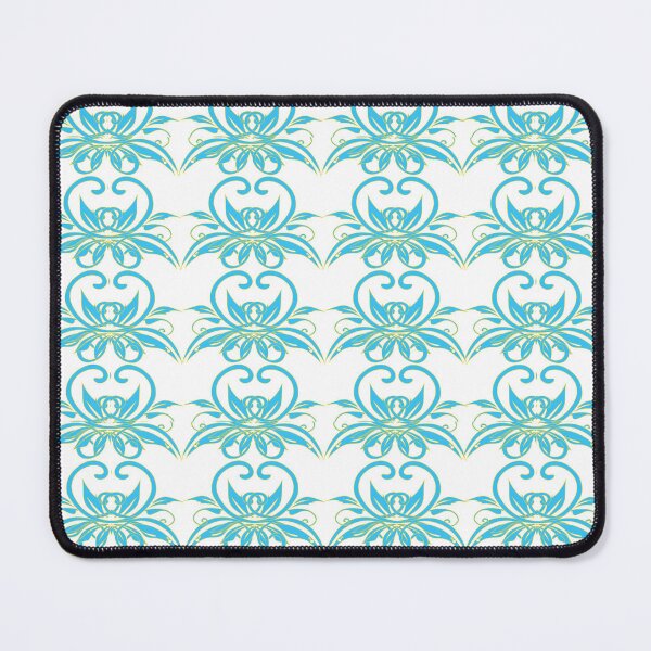 Item preview, Elegant damask seamless pattern background with turquoise floral swirls designed and sold by AjjimaJKM.