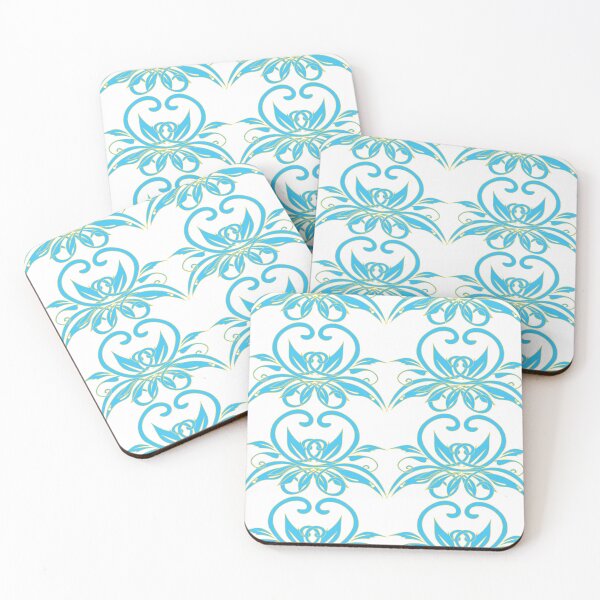 Item preview, Elegant damask seamless pattern background with turquoise floral swirls designed and sold by AjjimaJKM.