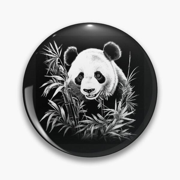 Item preview, Black and White Panda Bear Bamboo Wildlife Art designed and sold by inkoutninja.