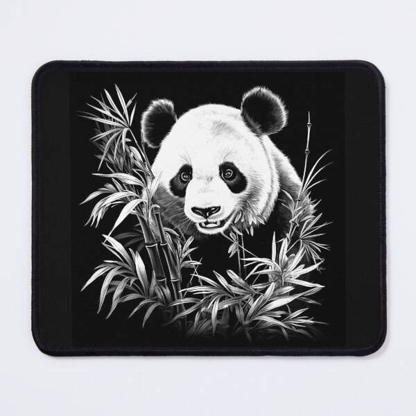 Item preview, Black and White Panda Bear Bamboo Wildlife Art designed and sold by inkoutninja.