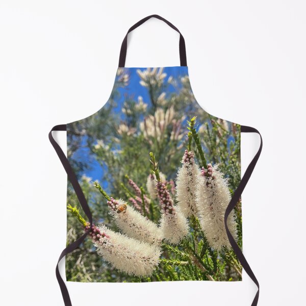 Item preview, Honey Bee on White Chenille Honey Myrtle Flowers designed and sold by Be Captured by Brittany Emma.