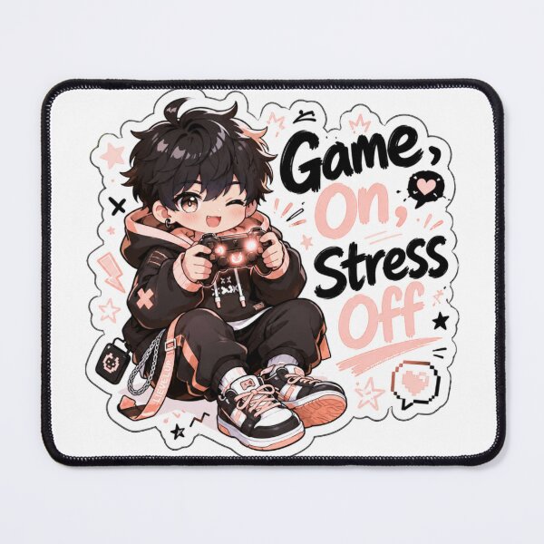 Item preview, Cute Kawaii Chibi Gamer Boy Sticker – Game On, Stress Off Gaming Anime Sticker designed and sold by Sidra digital art 8277237.