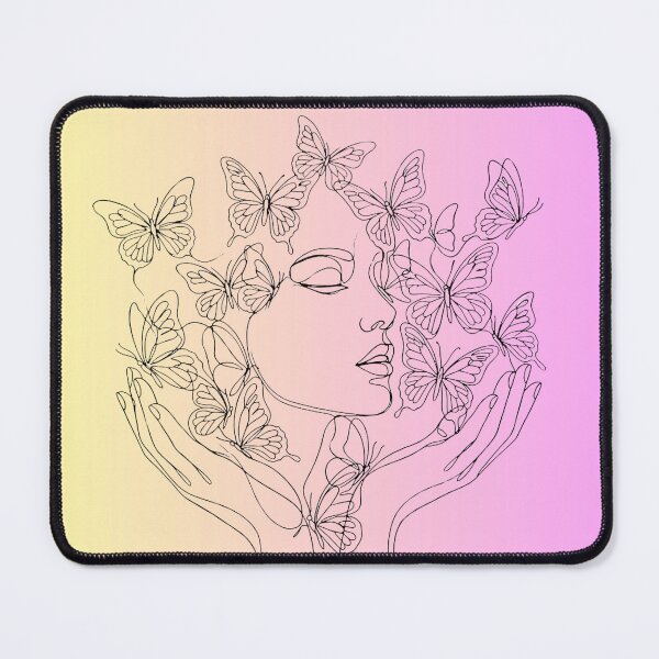Item preview, Minimalist Butterfly Face Line Art – Modern Continuous Line Drawing of Woman and Butterflies designed and sold by MakarenaCreate.