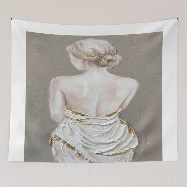 Item preview, Ethereal Woman in Gold Leaf – Minimalist Textured Palette Knife Design designed and sold by MakarenaCreate.