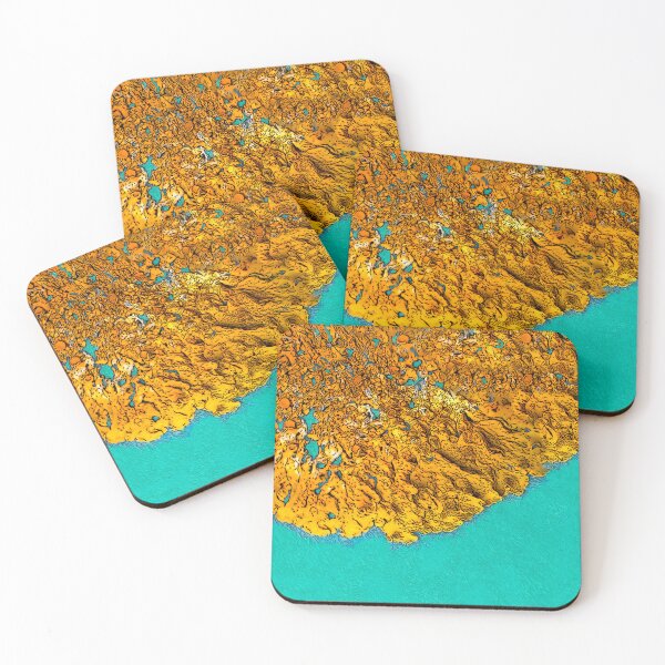 Item preview, Orange Lichen Turquoise Water designed and sold by Brightside-art.