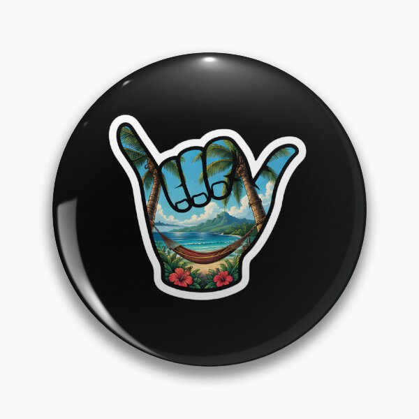 Item preview, Tropical Shaka Beach Hammock Hawaiian Island Paradise Sticker designed and sold by FestivityFinds.