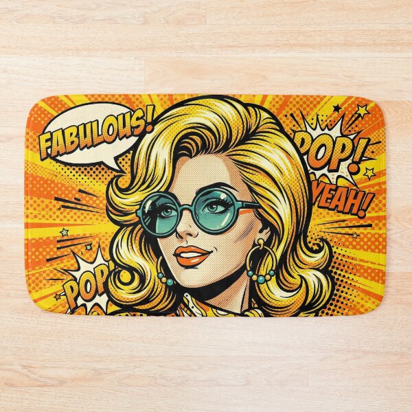 Item preview, Retro 60s Pop Art Woman – Vibrant Comic Style Illustration with "Fabulous" Speech Bubble designed and sold by MakarenaCreate.