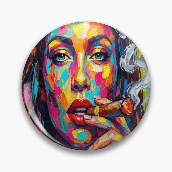 Item preview, Neon Smoke: A High-Octane Palette Knife Portrait designed and sold by MakarenaCreate.