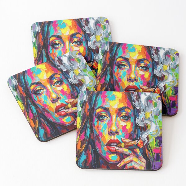 Item preview, Neon Smoke: A High-Octane Palette Knife Portrait designed and sold by MakarenaCreate.