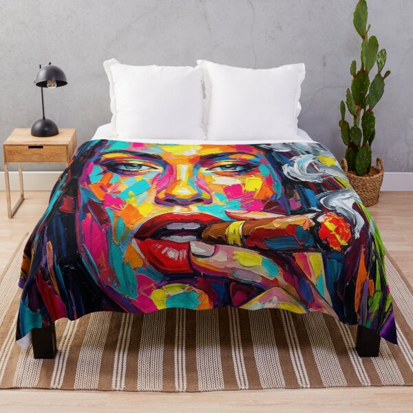 Item preview, Neon Smoke: A High-Octane Palette Knife Portrait designed and sold by MakarenaCreate.