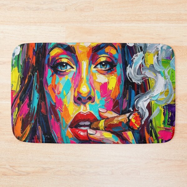 Item preview, Neon Smoke: A High-Octane Palette Knife Portrait designed and sold by MakarenaCreate.