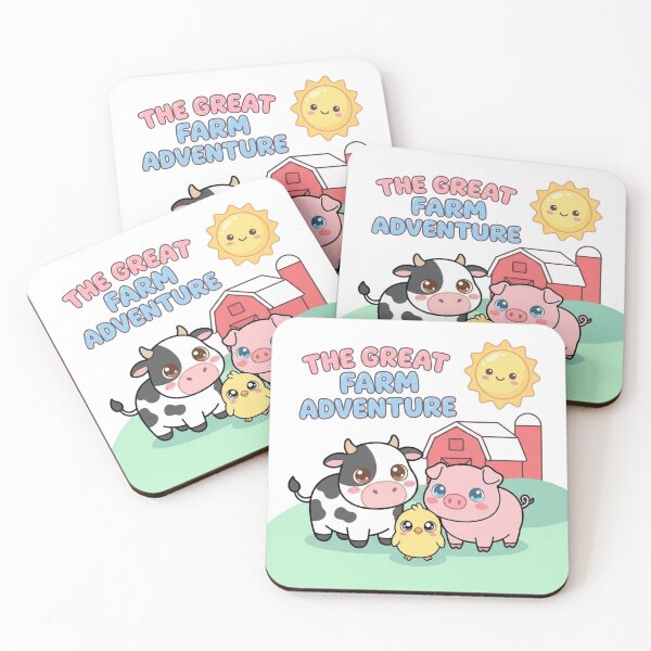 Item preview, The Great Farm Adventure Cute Farm Animals Design | Kawaii Cow Pig and Chick Illustration designed and sold by morning sun.