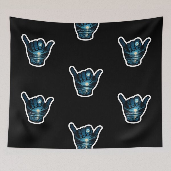 Item preview, Moonlit Tropical Shaka Beach Night Ocean Paradise Sticker designed and sold by FestivityFinds.