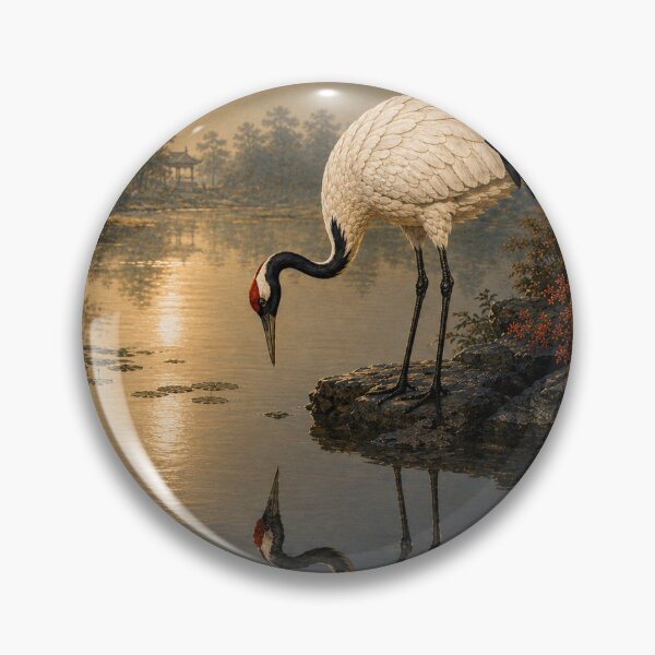 Item preview, Moonlit Crane by the Lake – Korean Minhwa Night Landscape designed and sold by K-Tradition.