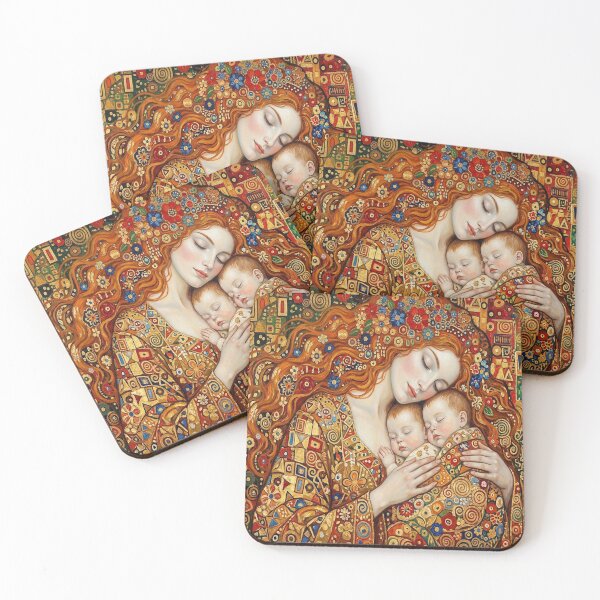 Item preview, Golden Maternal Embrace: Inspired Mother and Twins designed and sold by MakarenaCreate.