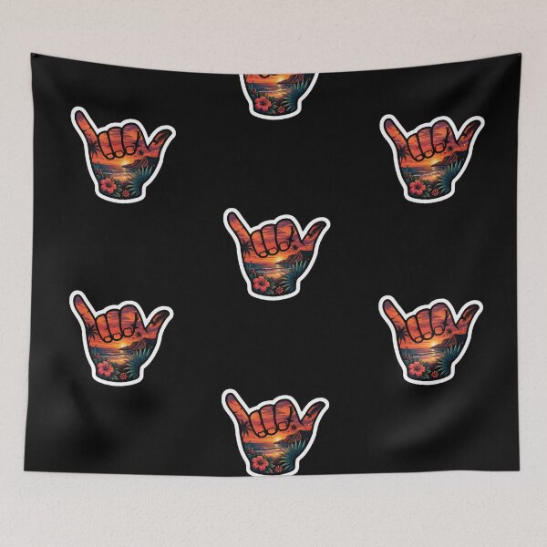 Item preview, Tropical Sunset Shaka Hawaiian Beach Paradise Ocean Sticker designed and sold by FestivityFinds.