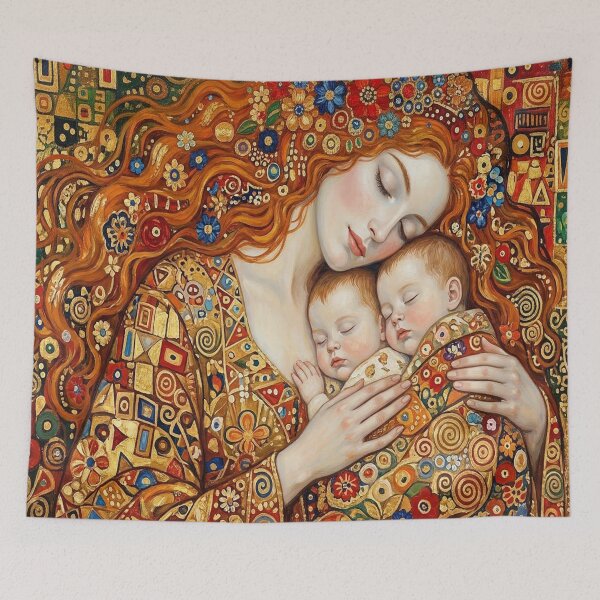 Item preview, Golden Maternal Embrace: Inspired Mother and Twins designed and sold by MakarenaCreate.