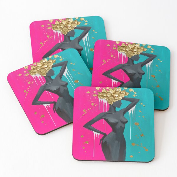 Item preview, Golden Crowned Goddess: A Neon Pop Art Silhouette designed and sold by MakarenaCreate.