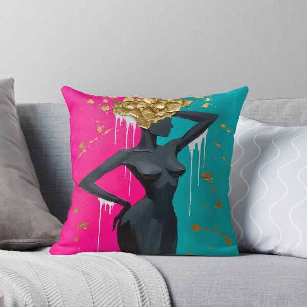 Item preview, Golden Crowned Goddess: A Neon Pop Art Silhouette designed and sold by MakarenaCreate.