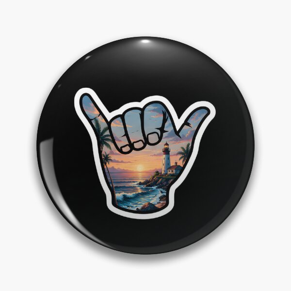 Item preview, Coastal Lighthouse Shaka Tropical Ocean Sunset Sticker designed and sold by FestivityFinds.