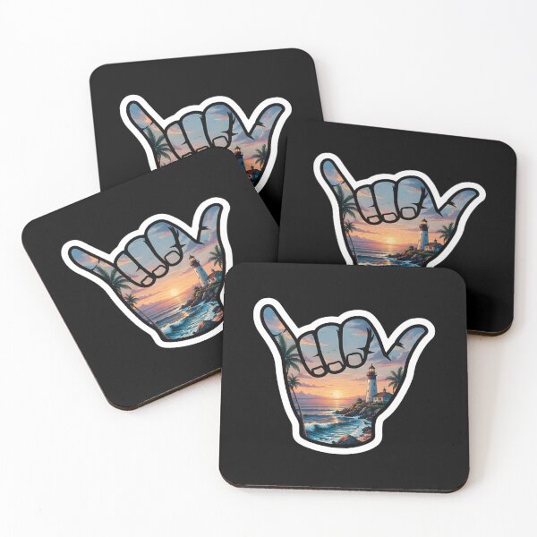 Item preview, Coastal Lighthouse Shaka Tropical Ocean Sunset Sticker designed and sold by FestivityFinds.